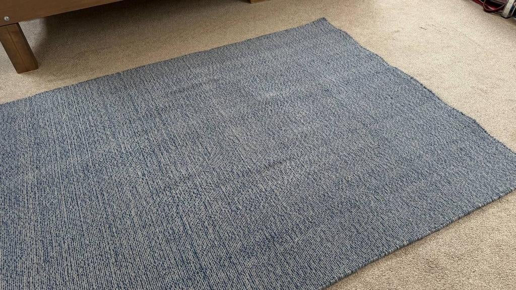 Blauw vloerkleed IKEA 133x195, Ophalen, Gebruikt, 100 tot 150 cm, Blauw