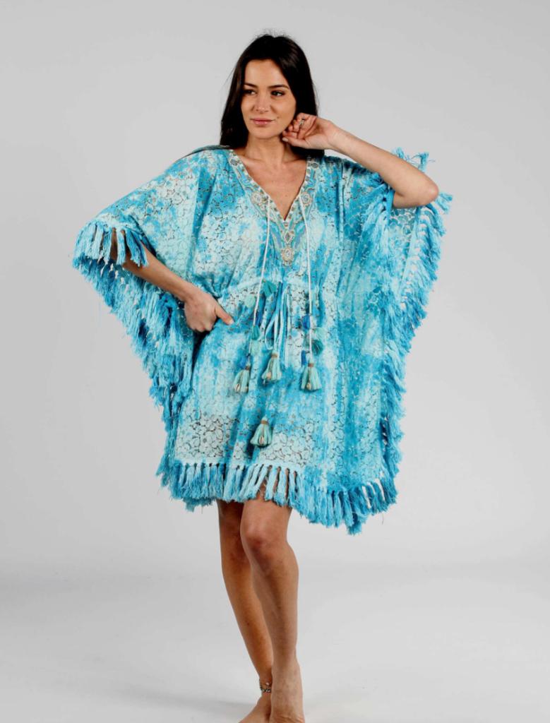 Ibiza Luxury Pareo Blauw, Kleding | Dames, Jurken, Nieuw, Maat 38/40 (M), Blauw, Boven de knie, Verzenden