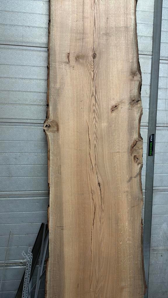 Mooie robuust eike schaaldeel 58mm dik, 312cm lang!, Doe-het-zelf en Verbouw, Hout en Planken, Ophalen, Eiken, Zo goed als nieuw