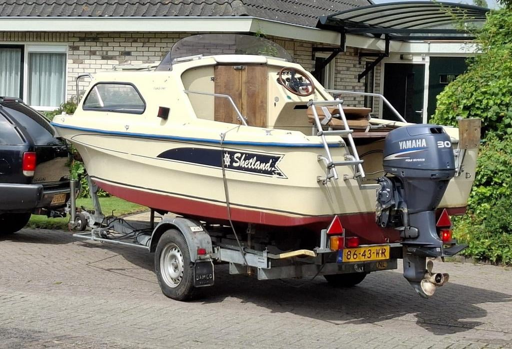 Shetland Family Four kajuitboot met 30 pk Yamaha en trailer, Watersport en Boten, Motorboten en Motorjachten, Ophalen, 10 tot 30 pk