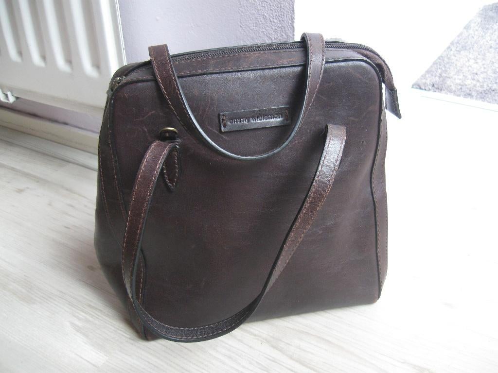 EMMY WIELEMAN bruin leren handtasje als nieuw, Sieraden, Tassen en Uiterlijk, Tassen | Damestassen, Ophalen of Verzenden, Zo goed als nieuw