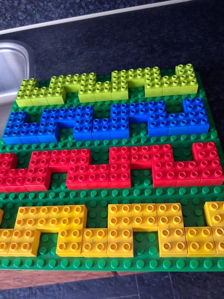 Duplo grote groene grondplaat met blokjes, Ophalen