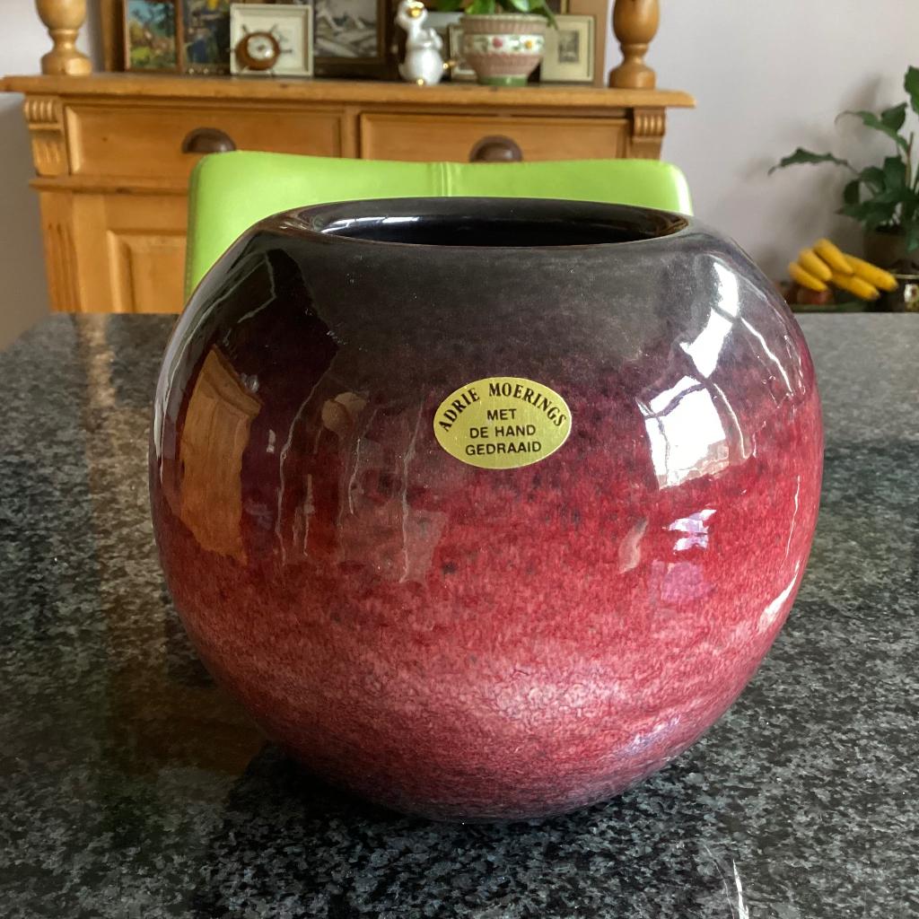 Vaas, handgemaakt, keramiek, Adrie Moerings, vintage, Ophalen