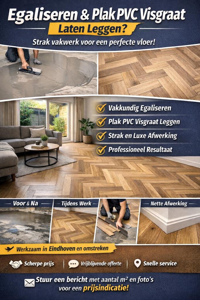 PVC Visgraat Leggen & Egaliseren | Eindhoven en Omstreken, Ophalen, Kunststof, 50 tot 150 cm, Zo goed als nieuw