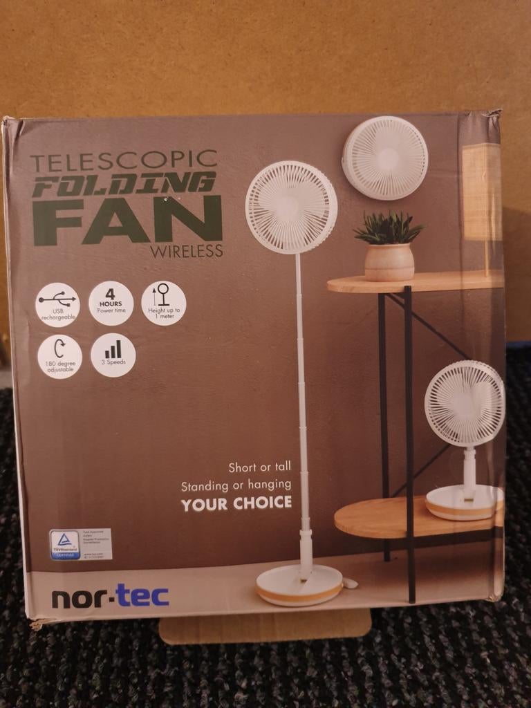 Nor-Tec Telescopische Opvouwbare Ventilator Draadloos, Ophalen of Verzenden, Nieuw