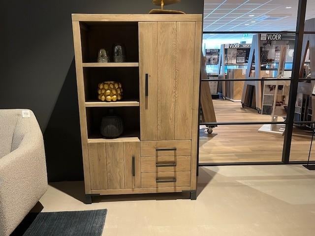 Half hoge kast eikenhout br:100xh:160xd:45 cm, Ophalen, Chita, Info@vissermeubelen.nl, Eikenhout