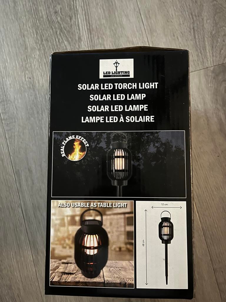 Solar LED tuinlamp met vlameffect, Tuin en Terras, Buitenverlichting, Ophalen, Zonne-energie, Kunststof, Staande lamp