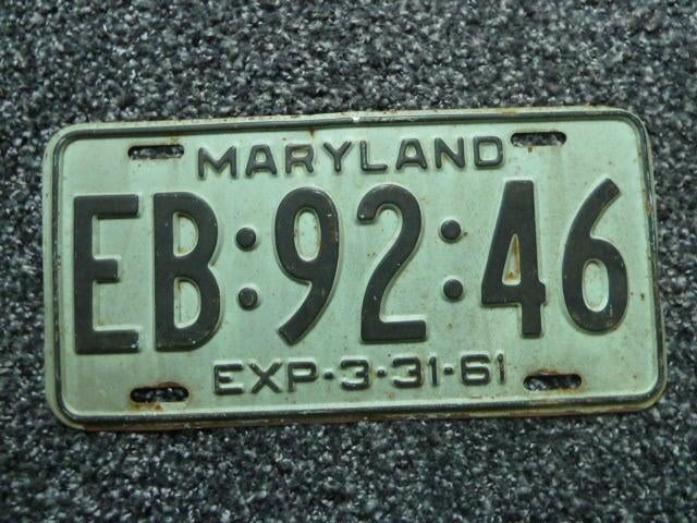 Kentekenplaat licenseplate Maryland 1961 Lichtblauw USA, Verzenden, Gebruikt, Auto's