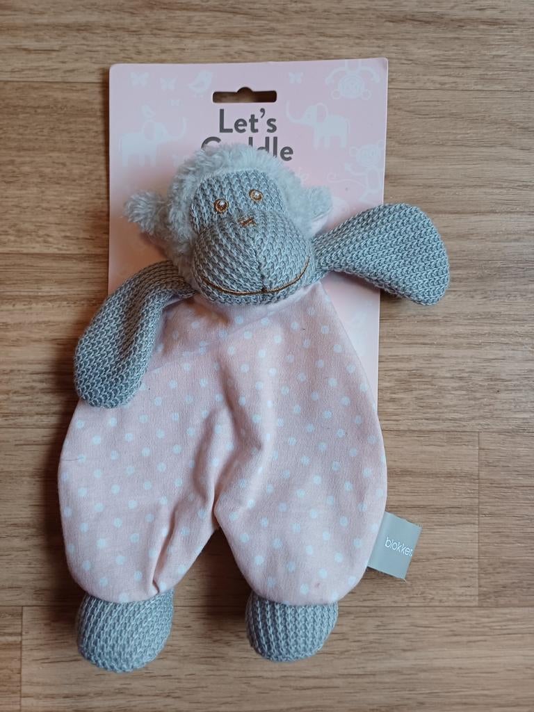 Blokker aap aapje let's cudle roze grijs gehaakt gebreid, Ophalen of Verzenden, Nieuw