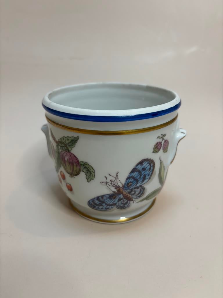 Vintage Handbeschilderde Cache Pot met Fruit en Vlinder Deco, Antiek en Kunst, Ophalen of Verzenden