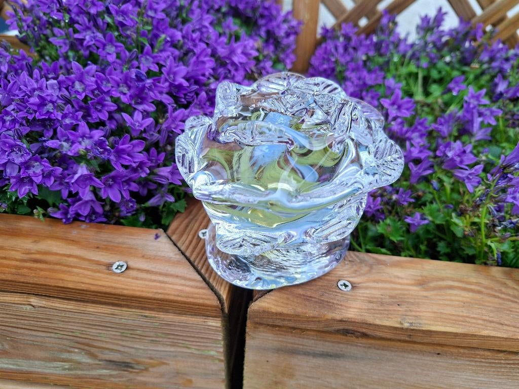 Glazen roos met kleur erin, Verzamelen, Beelden en Beeldjes, Ophalen, Zo goed als nieuw, Overige typen