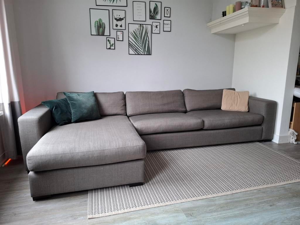 Keijser&Co Hoekbank - Grijs, hoezen wasbaar, Ophalen, 250 tot 300 cm, Gebruikt, 100 tot 125 cm