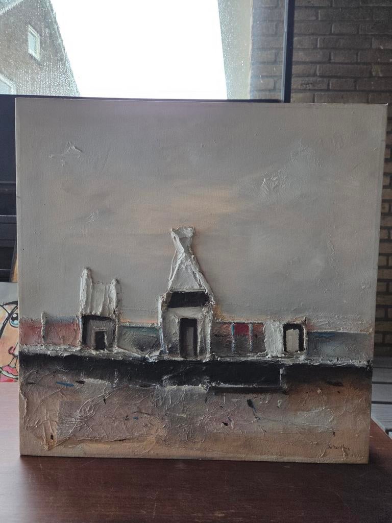 Origineel schilderij van Jan Noordhuis - Abstract landschap, Antiek en Kunst, Ophalen of Verzenden