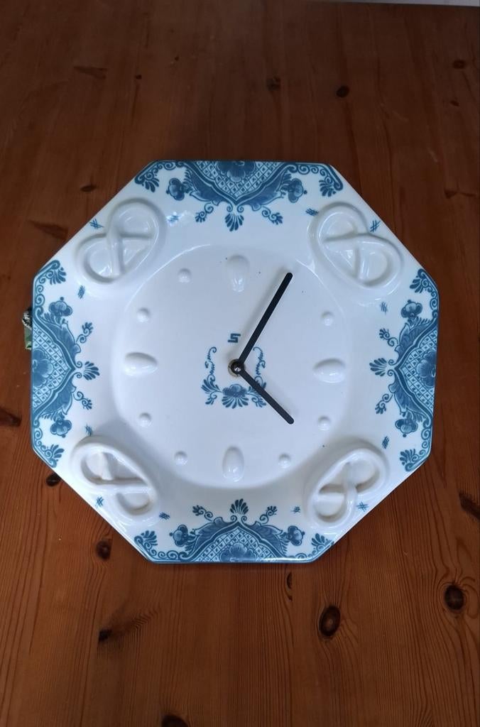Vintage unieke Delfts Blauwe wandklok Regina met Certificaat, Ophalen of Verzenden, Wandklok