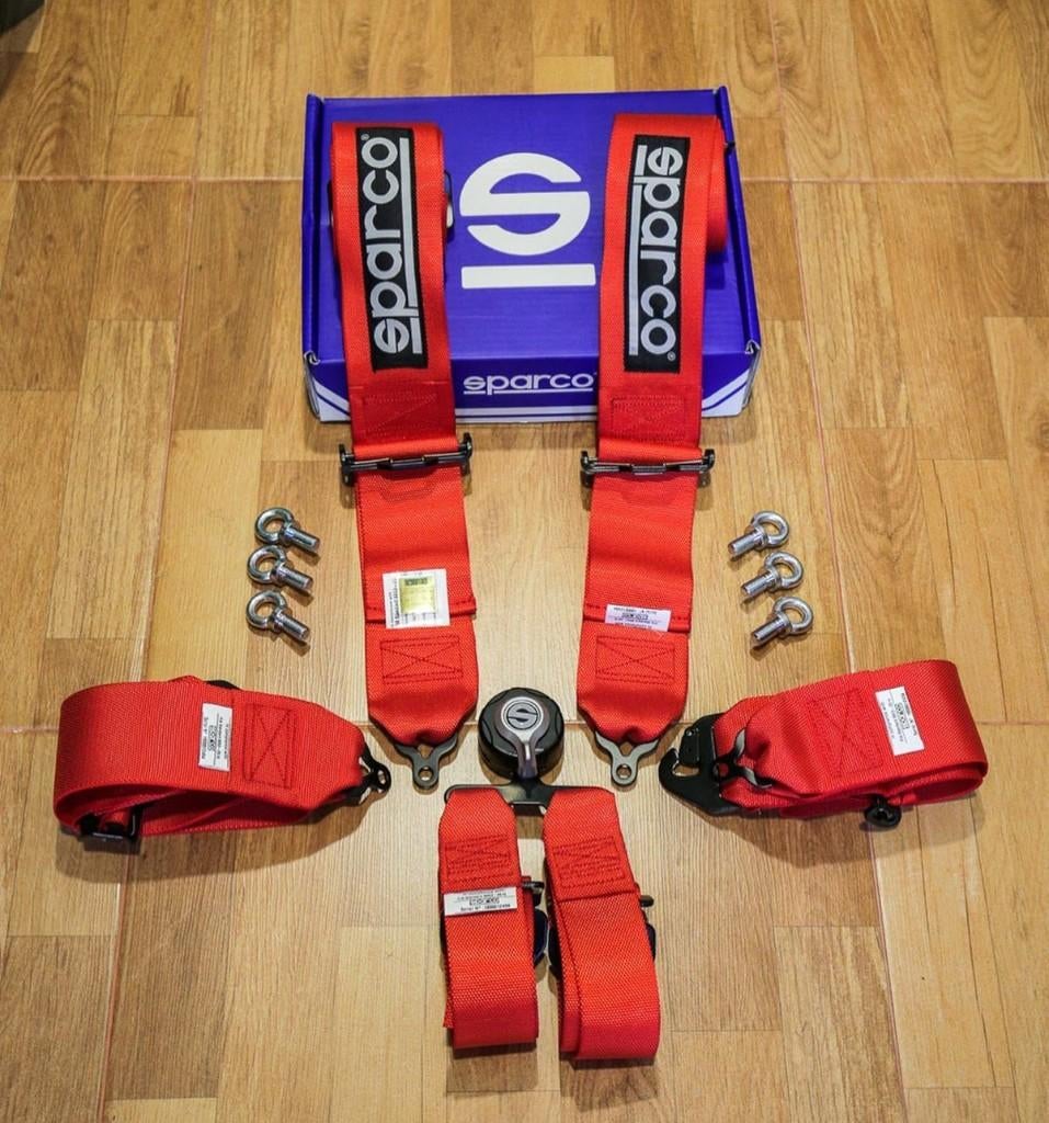 Sparco 6-punts gordel H-3 FIA - Blauw zwart rood, Auto diversen, Ophalen of Verzenden