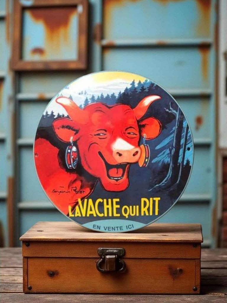 Nieuw emaille reclamebord van La Vache qui rit., Verzamelen, Merken en Reclamevoorwerpen, Reclamebord, ., Nieuw, Ophalen of Verzenden