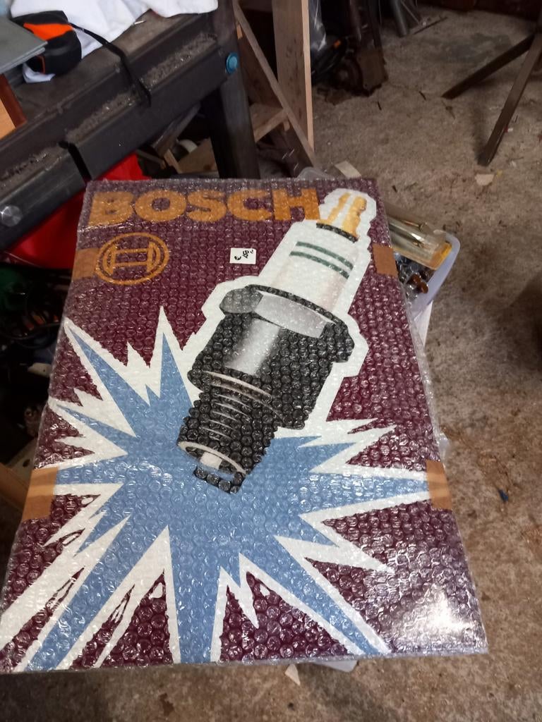 Super mooi groot emaile bord 60x40cm  Bosch bougies rood, Verzamelen, Ophalen of Verzenden, Zo goed als nieuw, Reclamebord