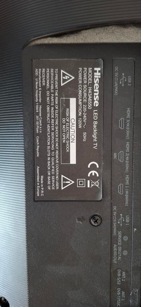 Hisense H43A6550 4K LED TV - Zo goed als nieuw, 50 Hz, 100 cm of meer, 4k (UHD), Ophalen