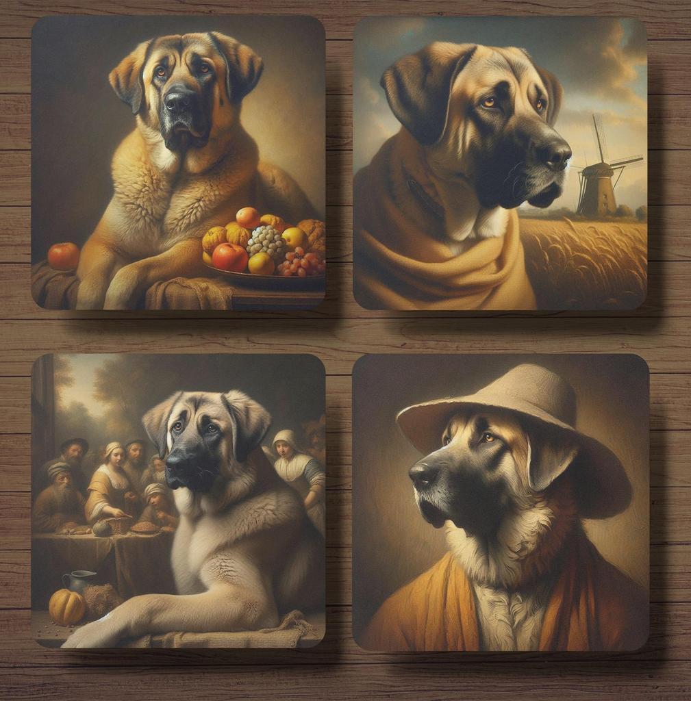 Kangal Rembrandt stijl onderzetters met houder, Ophalen of Verzenden, Nieuw, Glas of Kopje