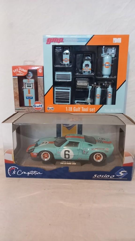 1:18 Gulf set Te Koop, Hobby en Vrije tijd, Modelauto's | 1:18, Ophalen of Verzenden, Nieuw, Auto, Solido