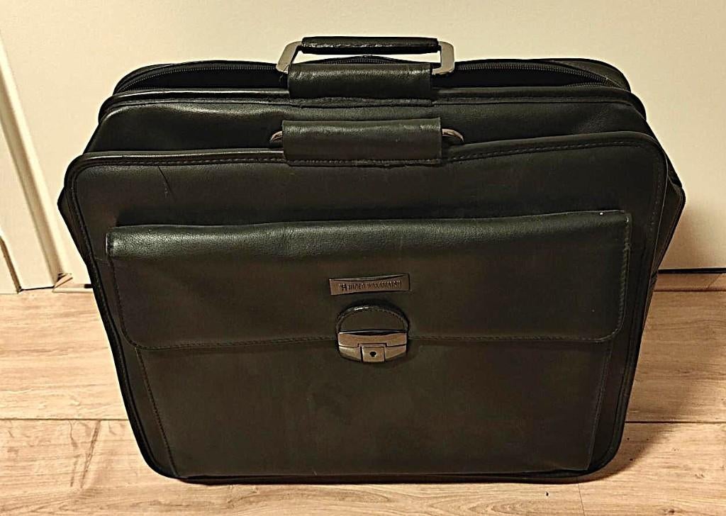 Trolley - leer, Wieltjes, 50 tot 60 cm, Leer, Ophalen of Verzenden