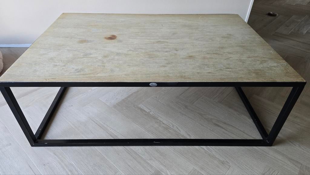 Houten salontafel met metalen frame Riverdale, Huis en Inrichting, Tafels | Salontafels, Gebruikt, 50 tot 100 cm, Vierkant, 50 tot 100 cm