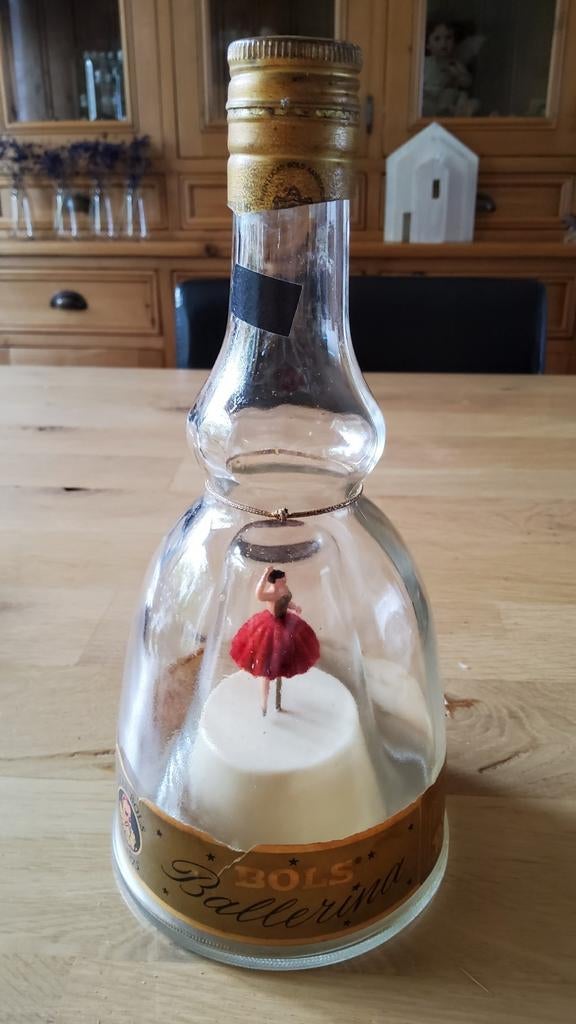Antieke Bols drankfles Dansende Ballerina Muziekdoos fles, Antiek en Kunst, Ophalen of Verzenden
