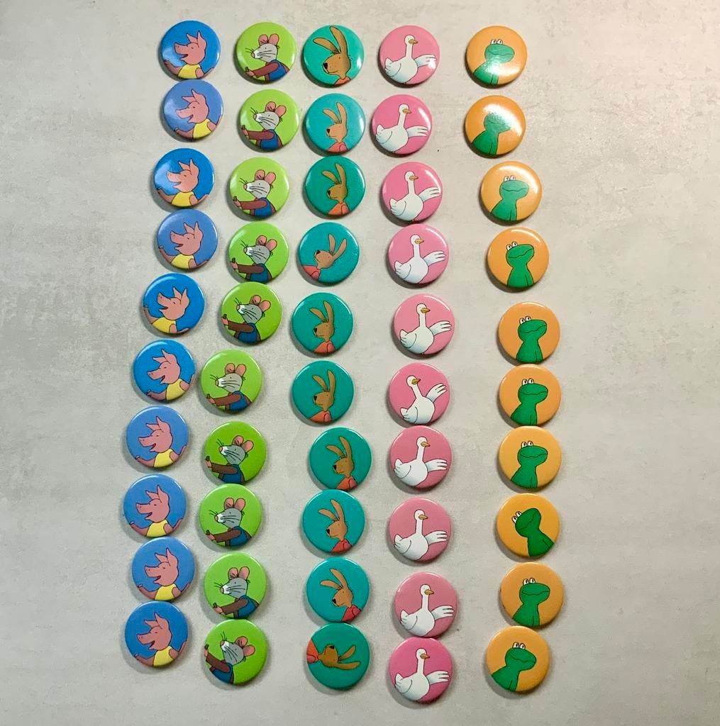 Set met 50 buttons van kikker en vriendjes. Max Velthuijs, Verzamelen, Albert Heijn, Ophalen of Verzenden