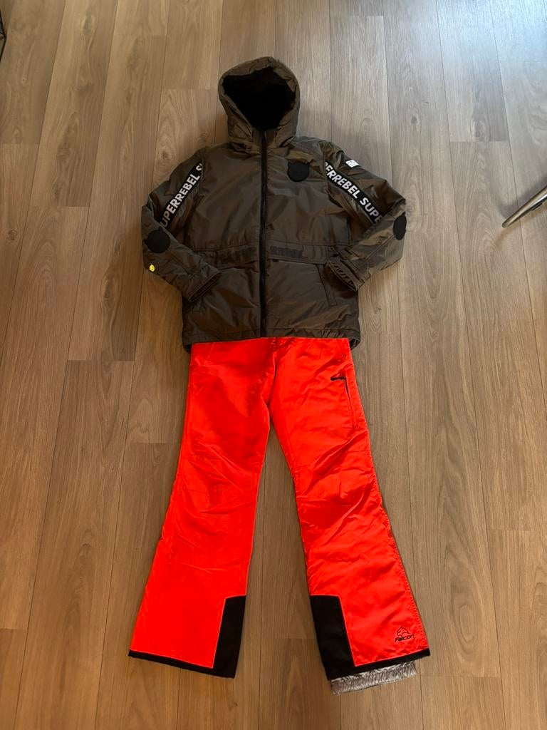 Superrebel skijas en Falcon skibroek maat 176, Ophalen of Verzenden, Zo goed als nieuw, Jongen of Meisje, Setje