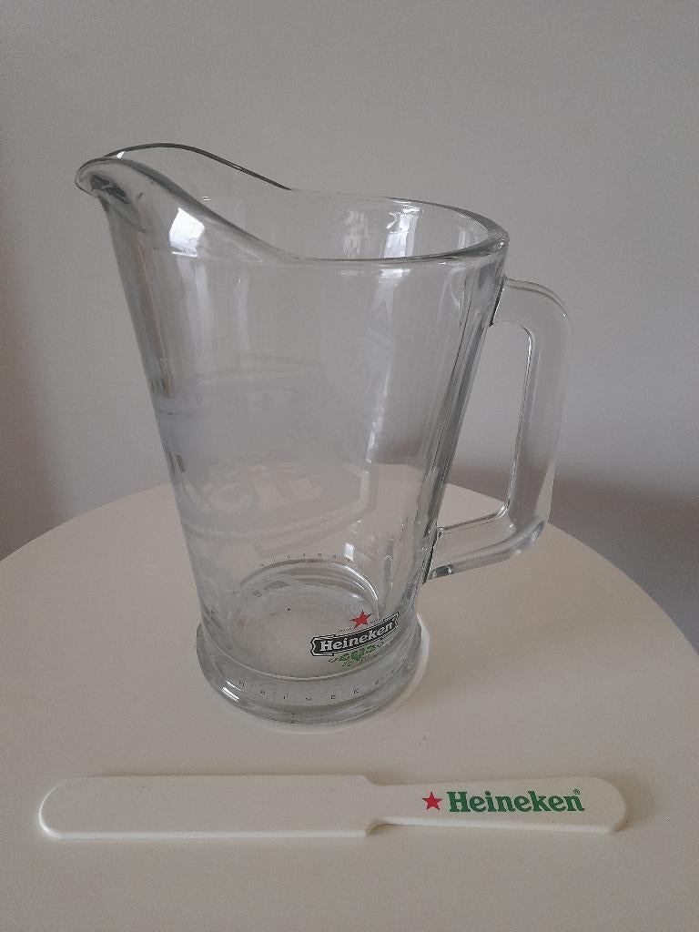 Heineken pitcher en afschuimer, Verzamelen, Biermerken, Ophalen, Zo goed als nieuw, Glas of Glazen, Heineken