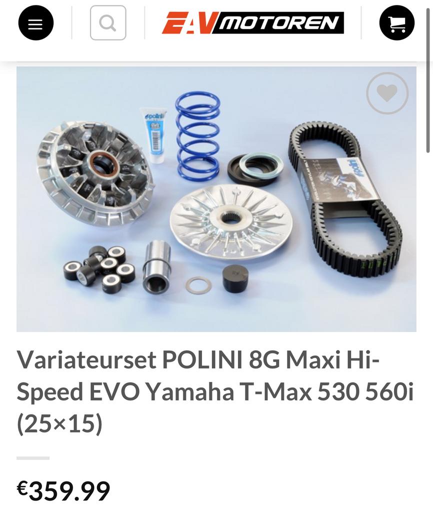 Variateurset Polini Speed EVO Max 8G - Yamaha T-Max 560, Ophalen of Verzenden, Nieuw, Overige typen, Yamaha