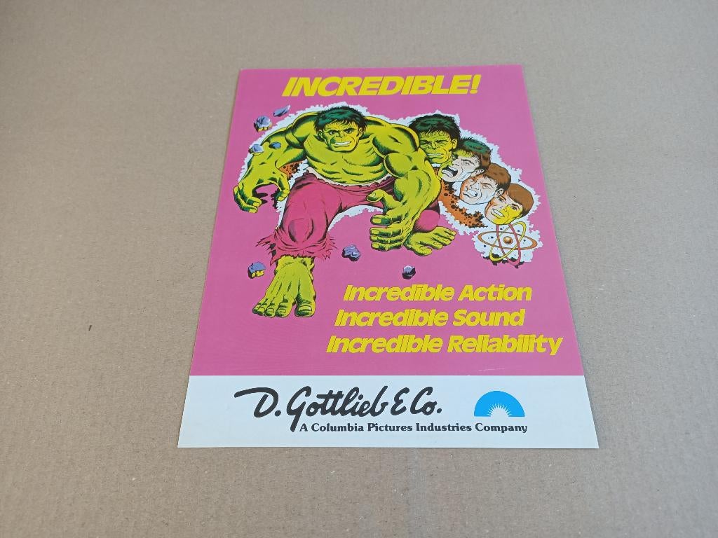 Folder: Gottlieb Hulk (1979) flipperkast, Gebruikt, Elektronisch, Ophalen of Verzenden, Williams