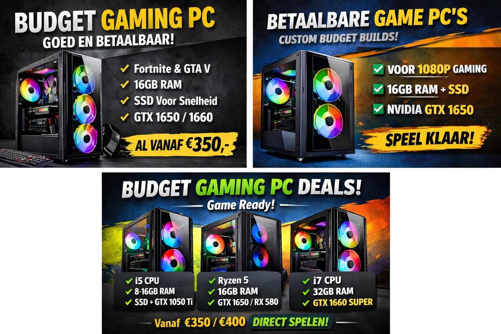 Custom Gaming PC op Maat – Binnen Jouw Budget Gebouwd, Spelcomputers en Games, Games | Pc, 1 speler, Eén computer, Ophalen of Verzenden