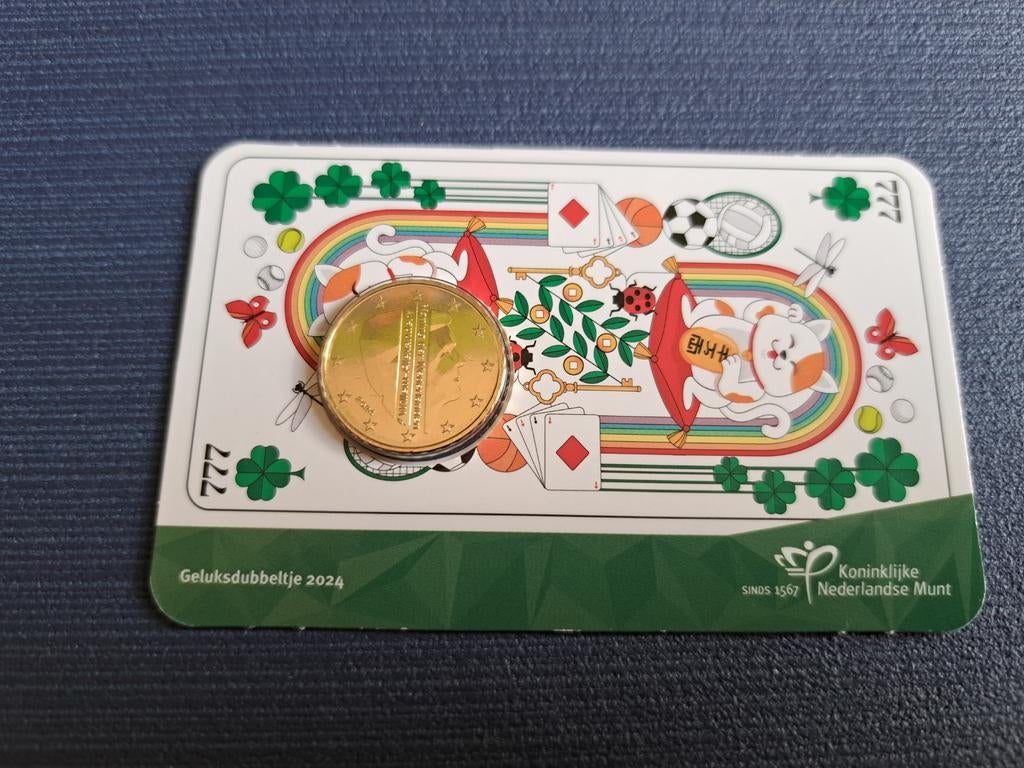 Geluksdubbeltje 2024 in coincard, Ophalen of Verzenden, Koningin Beatrix, 10 cent