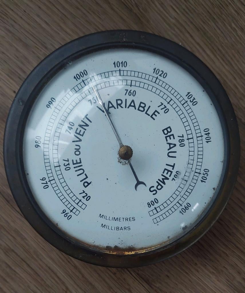 Antieke barometer ,messing weerstation franse barometer, Ophalen of Verzenden