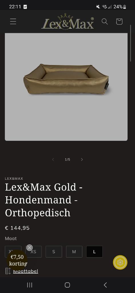 Gouden hondenmand, Dieren en Toebehoren, Hondenmanden, Zo goed als nieuw, Overige, Ophalen