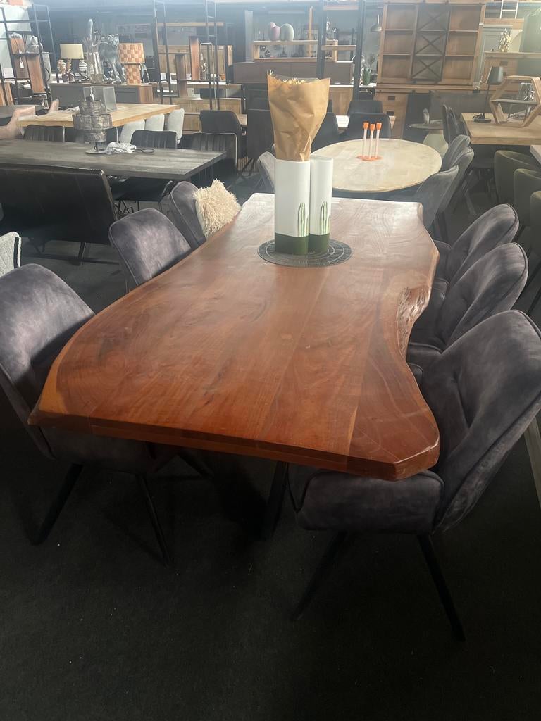 Massief Acasia Boomstamtafel 200x100cm, Ophalen, Gebruikt