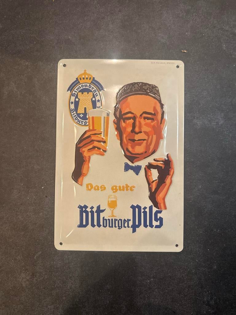 Reclamebord - Bitburger, Ophalen of Verzenden, Gebruikt, Reclamebord, Plaat of Schild, Overige merken