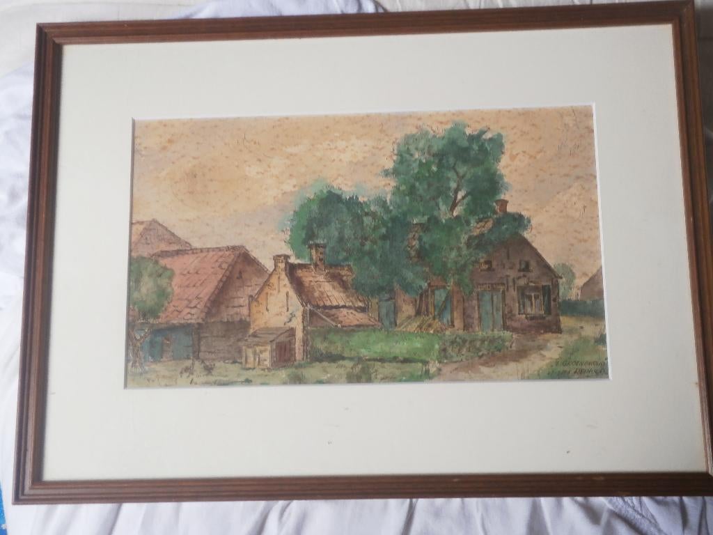''t GROENEWOUD, Mooie aquarel van reinold< info gevraagd, Antiek en Kunst, Kunst | Schilderijen | Klassiek, Ophalen of Verzenden