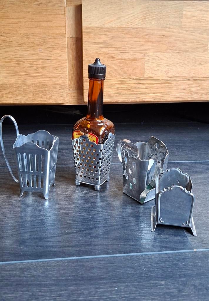 4 Vintage verzilverde Maggie houders, Antiek en Kunst, Antiek | Goud en Zilver, Ophalen of Verzenden, Zilver