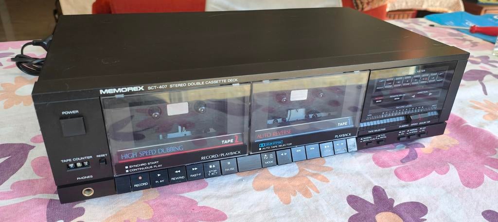 Memorex SCT-407 Dubbel Cassettedeck - Vintage Stereo, Audio, Tv en Foto, Ophalen of Verzenden, Dubbel, Overige merken, Auto-reverse