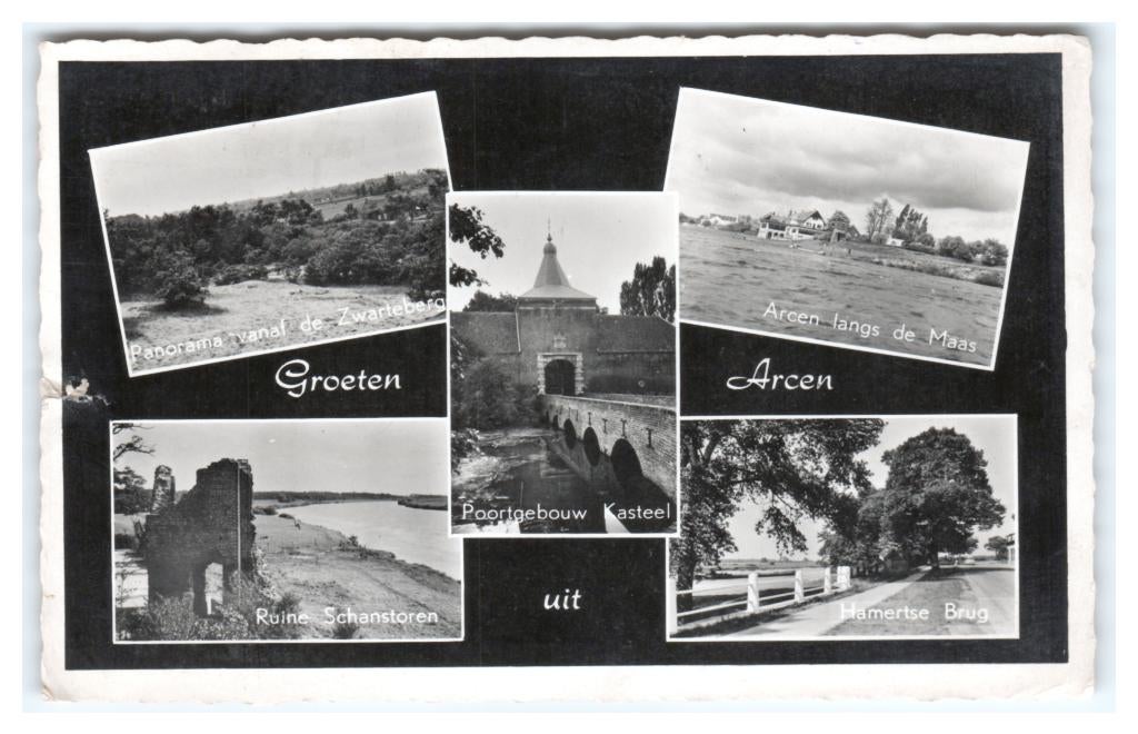 Arcen, Groeten uit Arcen. Lees beschrijving. Opruimingskaart, Ophalen of Verzenden, 1940 tot 1960, Gelopen, Limburg