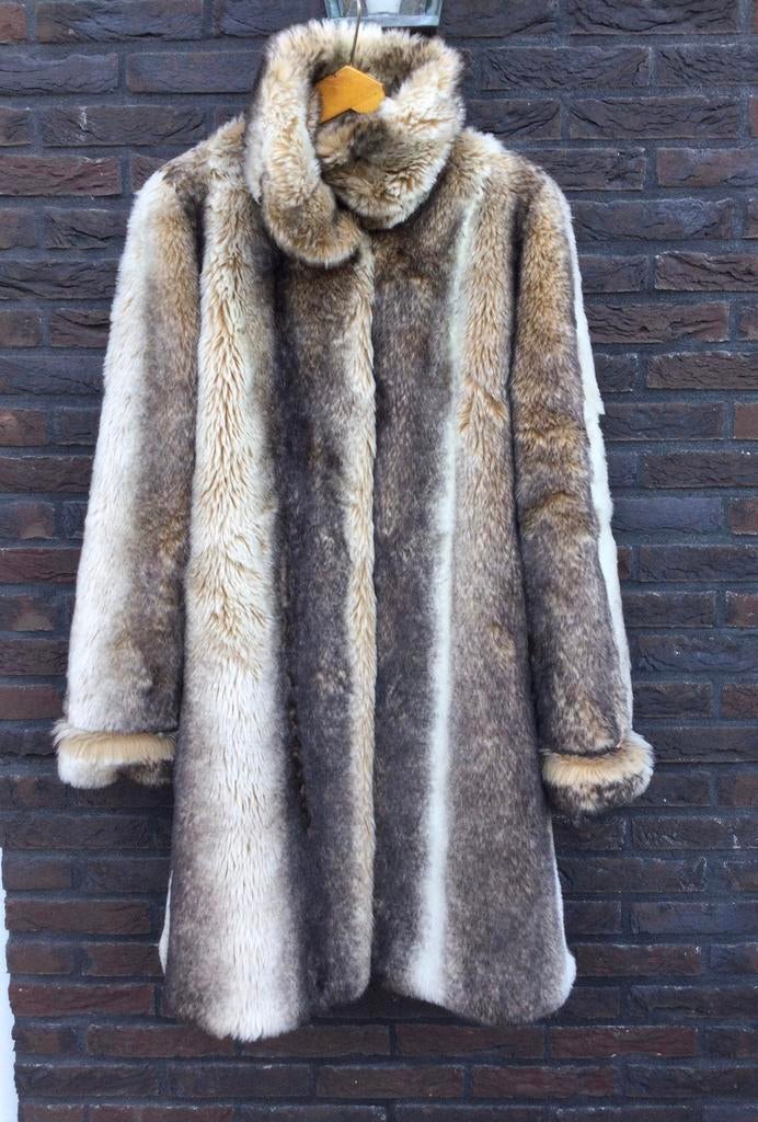 Edgar Vos winter jas maat M met muts, Maat 38/40 (M), Beige, Zo goed als nieuw, Edgar Vos