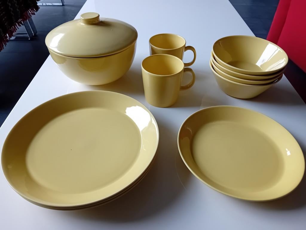 Geel ArabiaTeema iittala Teema servies Kaj Franck puntgaaf, Gebruikt, Ophalen of Verzenden, Bord(en), Overige stijlen