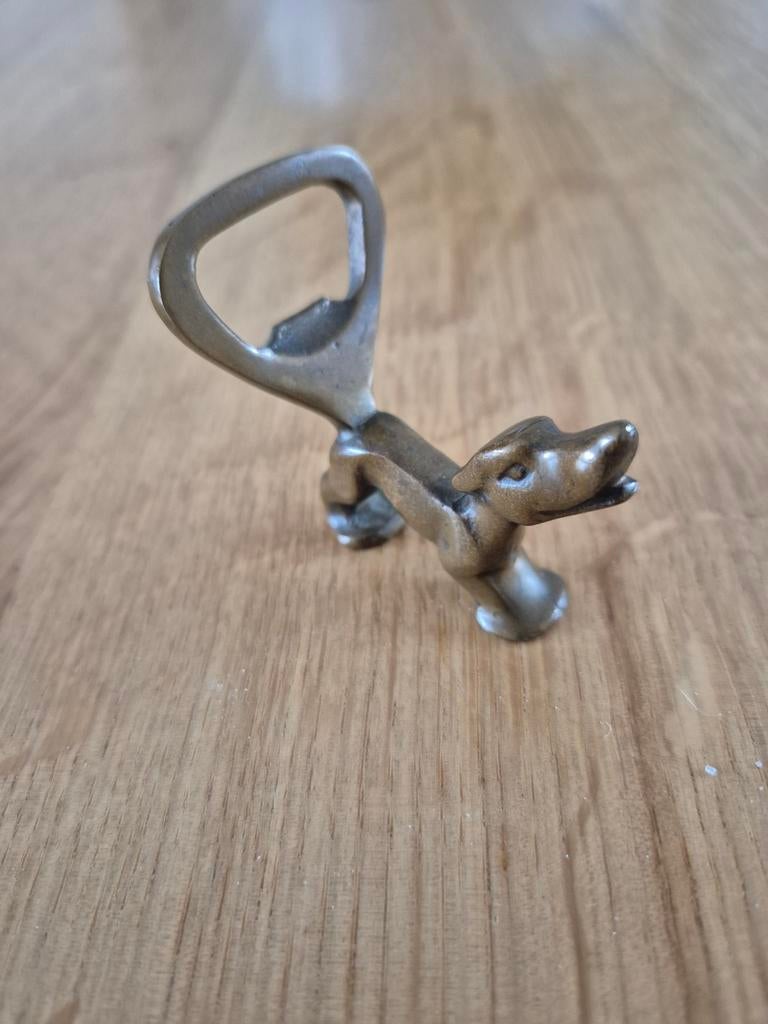 Bronzen Teckel Flesopener, Ophalen of Verzenden, Brons