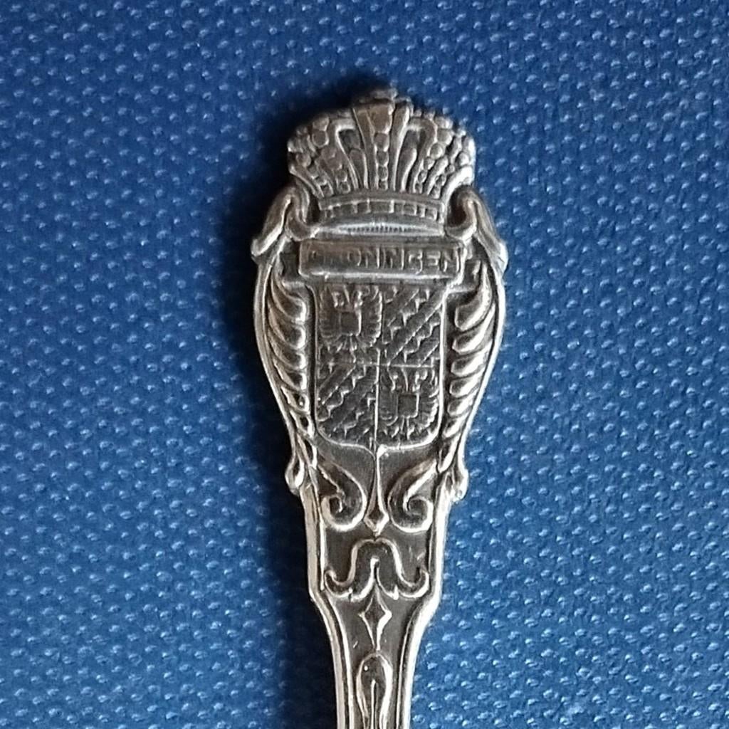 verzilverd lepeltje provincie Groningen (A kroontje H), Ophalen of Verzenden