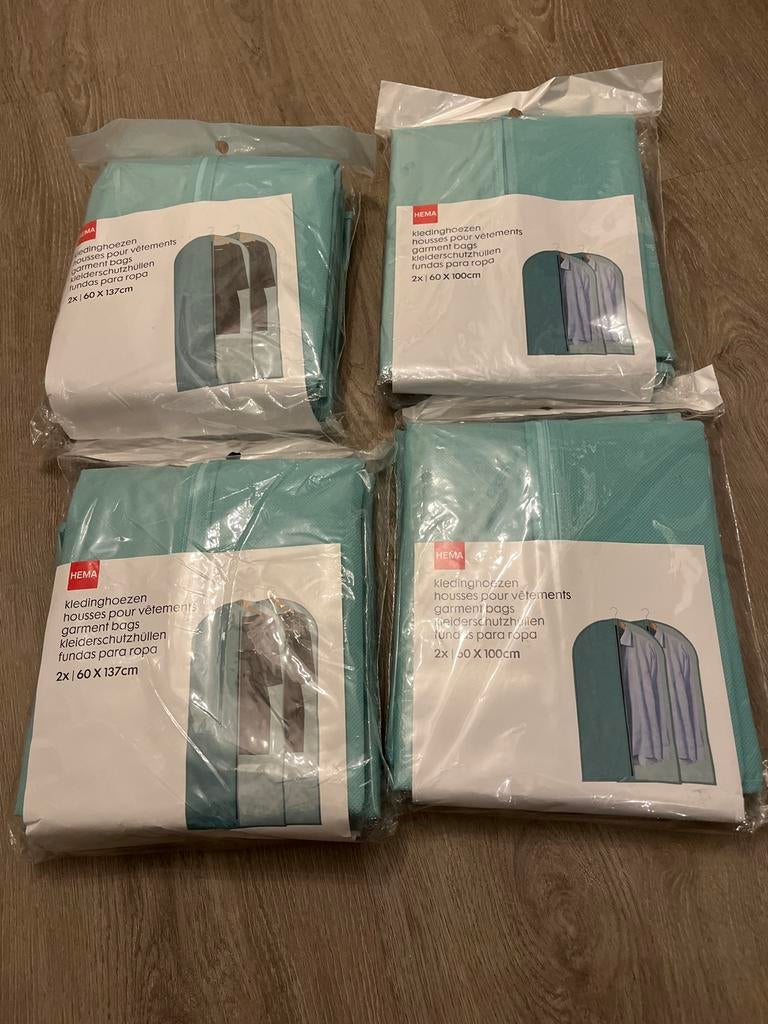 Hema kledinghoezen - 8 stuks (4 sets van 2), Huis en Inrichting, 100 tot 150 cm, Ophalen of Verzenden, Zo goed als nieuw, Minder dan 25 cm