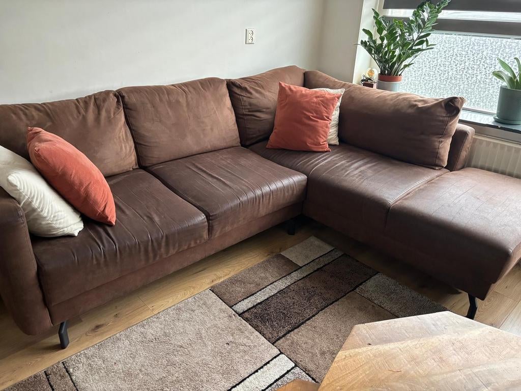 L-vormige bank met 2 stoelen, Huis en Inrichting, Banken | Bankstellen, Gebruikt, Hoekbank, 75 tot 100 cm, Ophalen of Verzenden