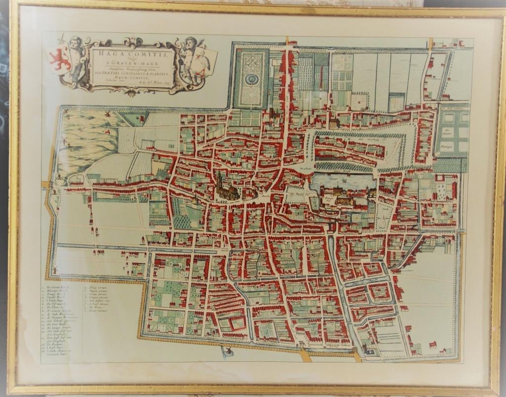 landkaart/Antieke Landkaart /Den Haag; Joan Blaeu - Haga C, Antiek en Kunst, Ophalen of Verzenden
