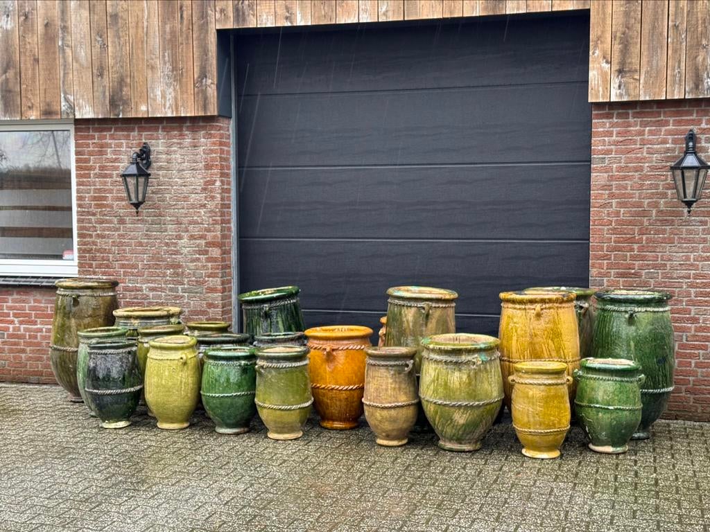 Ruim assortiment bloempotten Tamegroute aardewerk  uniek, OTIQ, Nieuw, Ophalen of Verzenden, Minder dan 25 cm